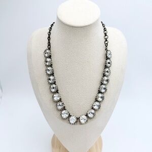 J.Crew Clear Crystal Statement Necklace – Antique Brass Tone Chain